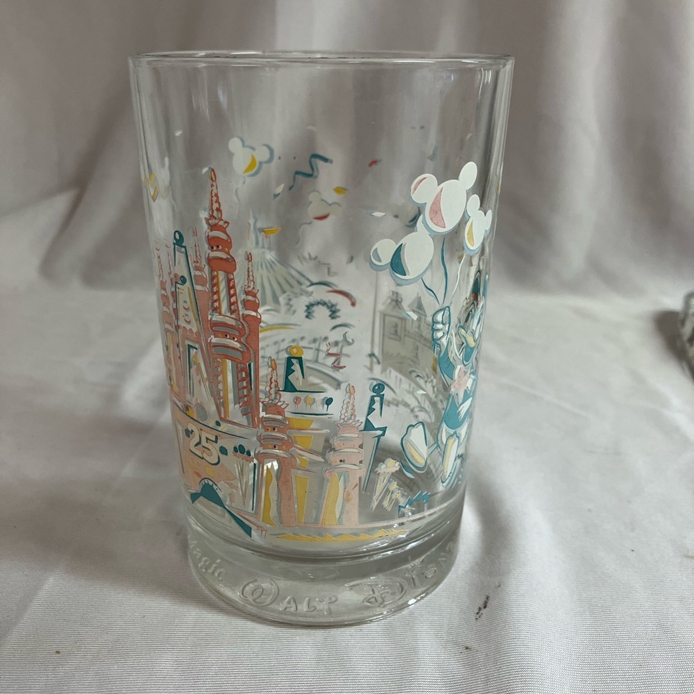 Disney Glass Tumbler with Red and Blue Illustrations